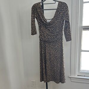 Maggy London Black and Tan Midi Dress